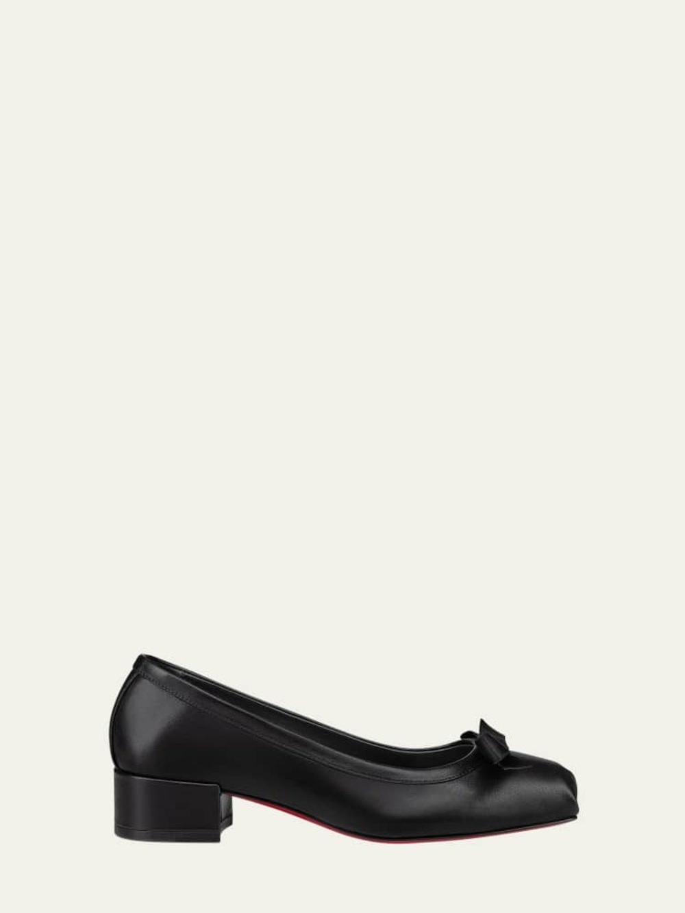 Christian Louboutin Black Patent Leather Bow Block Heel Pumps - Picture 2 of 10